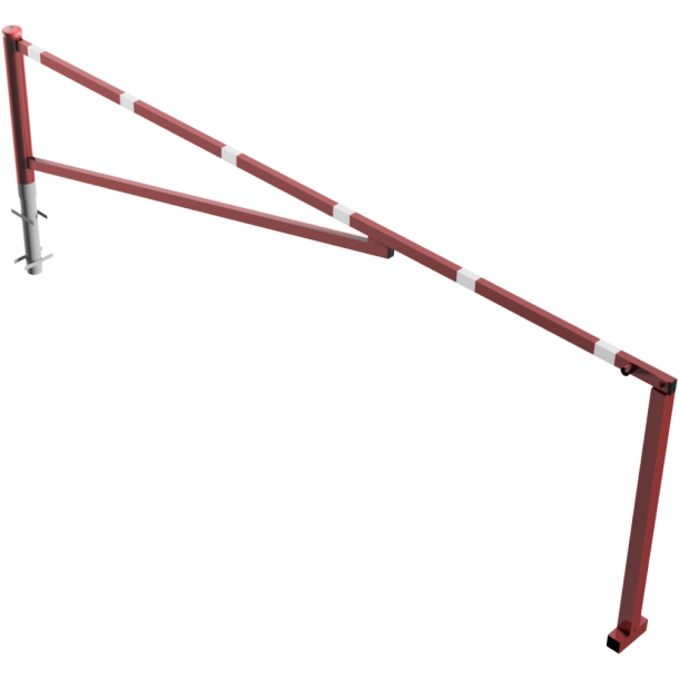 Swing barrier | for casting in concrete, hot-dip galvanized and red coated with white reflecting rings | clear width: 4000 mm | with triangular lock